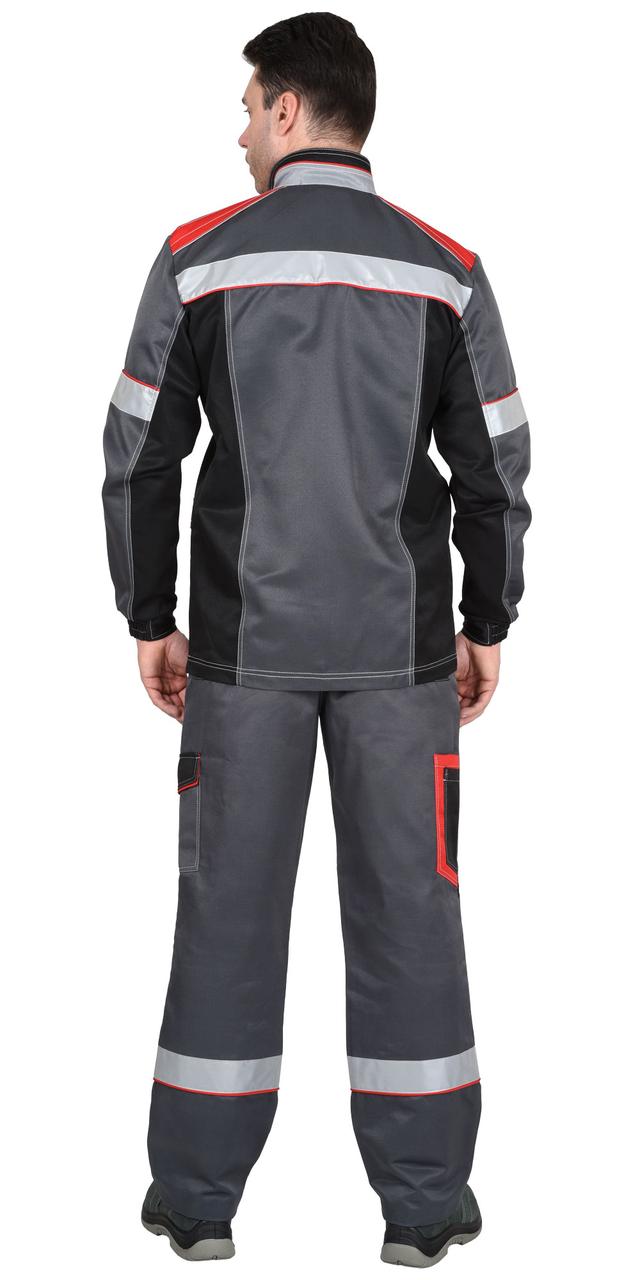 Костюм СИРИУС-ПОЛИНОМ куртка и брюки, т.серый с черным со св.серым и красным, СОП - фото 4 - id-p127415457