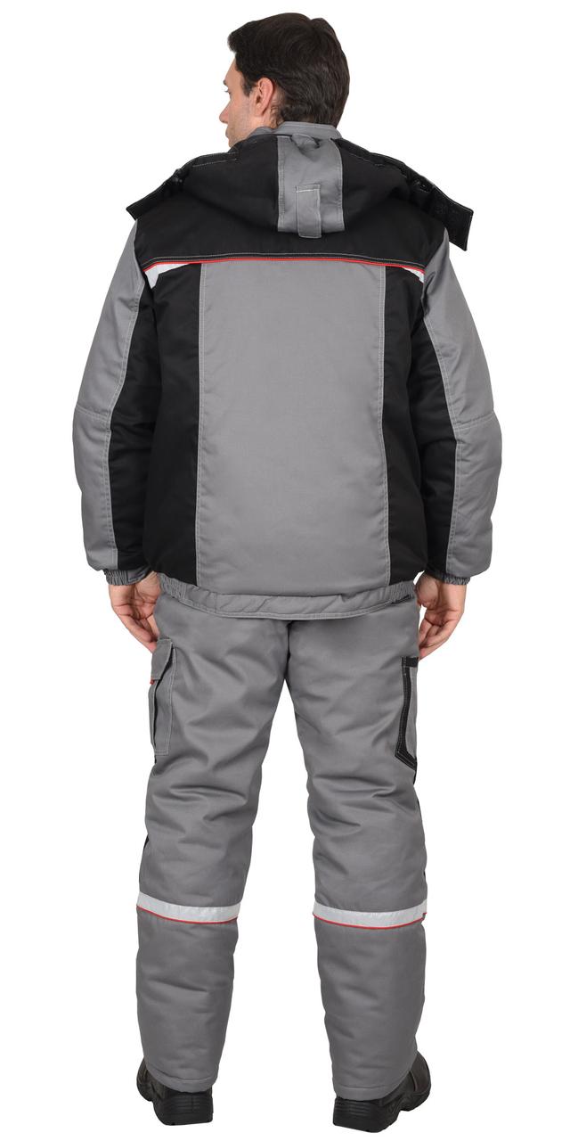 Костюм СИРИУС-СТАН куртка, п/к, серый с черной и красной отделкой - фото 2 - id-p127415469