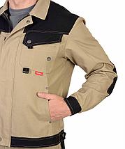 Костюм летний СИРИУС-ВЕСТ-ВОРК куртка кор., п/к бежевый с черным пл. 275 г/кв.м, фото 3