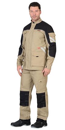 Костюм СИРИУС-ВЕСТ-ВОРК куртка дл, п/к песочный с черным пл. 275 г/кв.м, фото 2