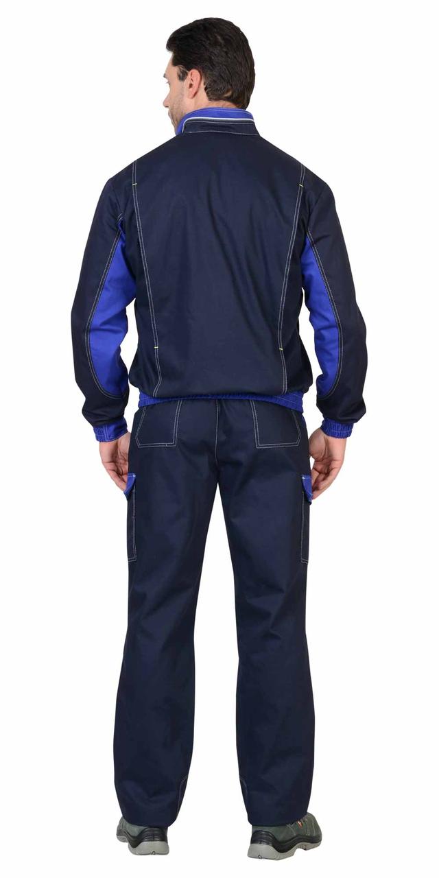 Костюм СИРИУС-КАРАТ-РОСС куртка, брюки темно-синий с васильковым, 80% х/б, пл. 260 г/кв.м - фото 4 - id-p127415547
