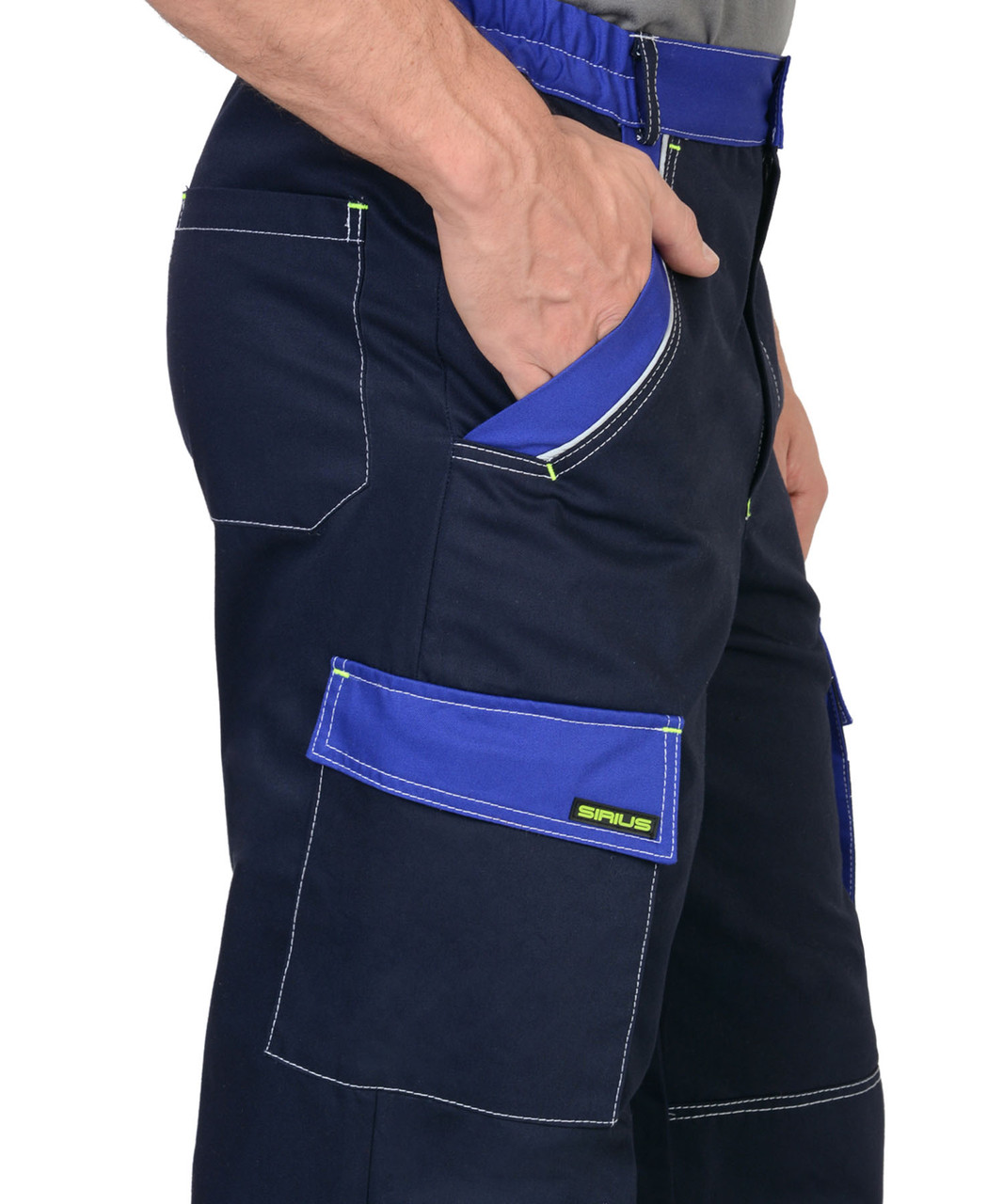 Костюм СИРИУС-КАРАТ-РОСС куртка, брюки темно-синий с васильковым, 80% х/б, пл. 260 г/кв.м - фото 6 - id-p127415547