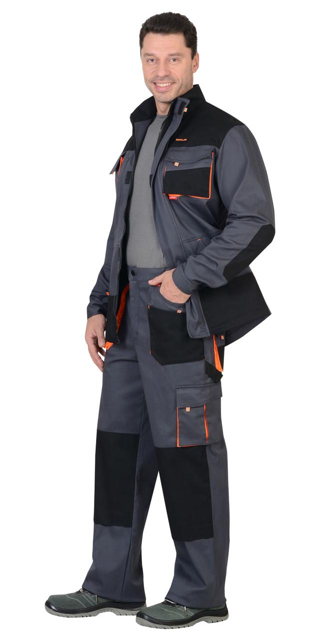 Костюм СИРИУС-МАНХЕТТЕН куртка дл., брюки т.серый с оранж. и черным тк. стрейч пл. 250 г/кв.м - фото 5 - id-p127415550