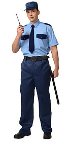 Рубашка Охранника кор. рукав (тк. Вега) голубая с т.синим