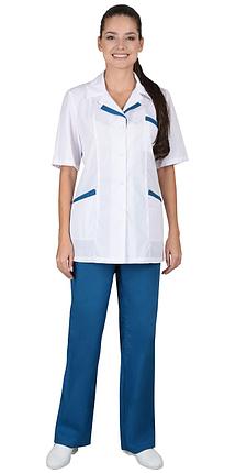 Костюм "СИРИУС-ЛИЗА" женский белый с тёмно-бирюзовым, фото 2