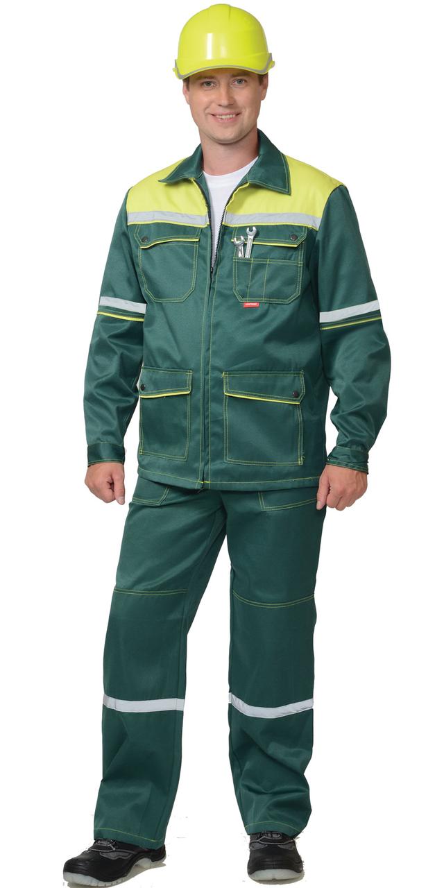 Костюм "СИРИУС-МЕХАНИК" куртка, брюки зелёный с жёлтым и СОП - фото 1 - id-p127416051