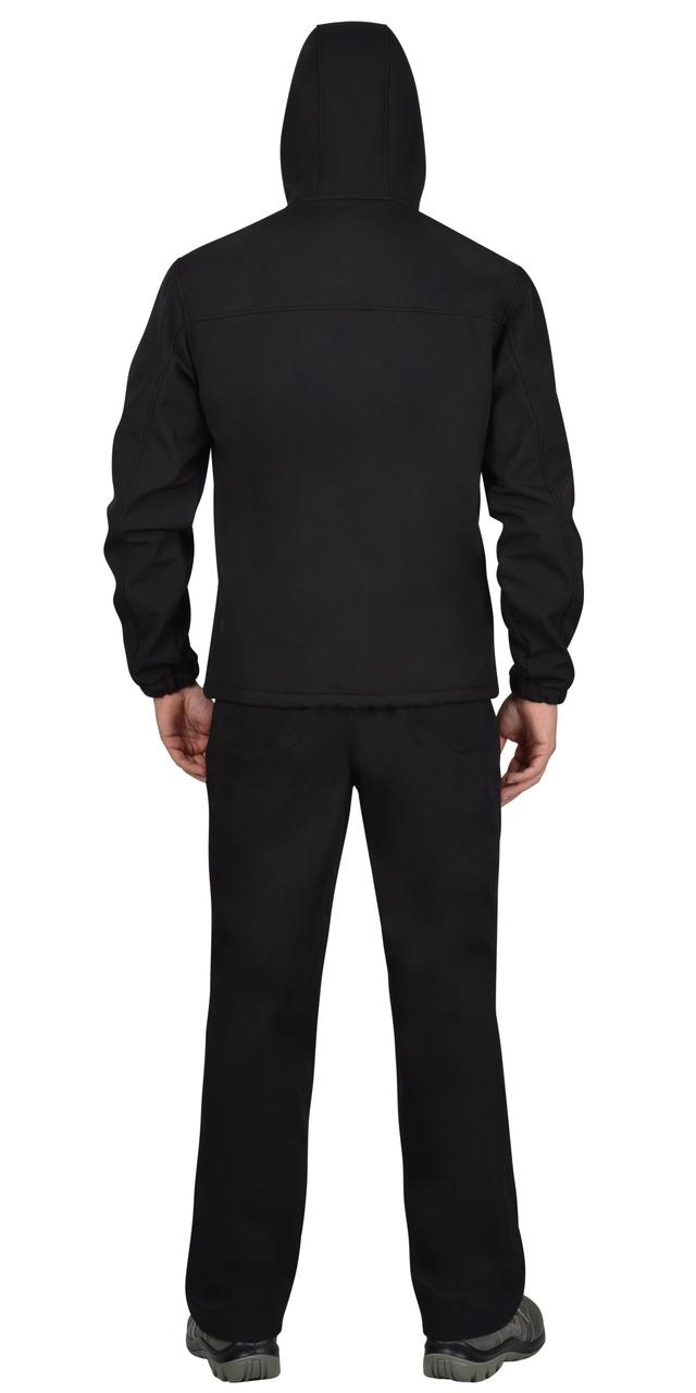 Куртка "СИРИУС-Азов" с капюшоном черный софтшелл пл 350 г/кв.м - фото 3 - id-p127417545