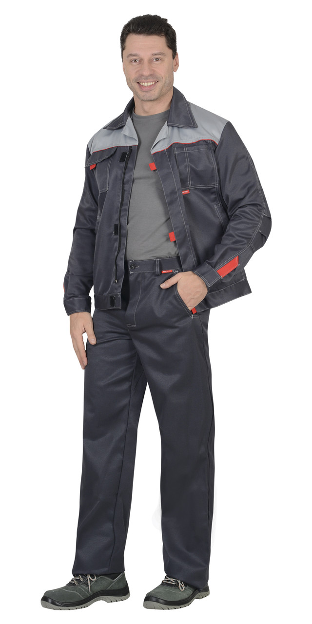 Костюм СИРИУС-ФАВОРИТ куртка, брюки т.серый со св.серым - фото 2 - id-p127416152