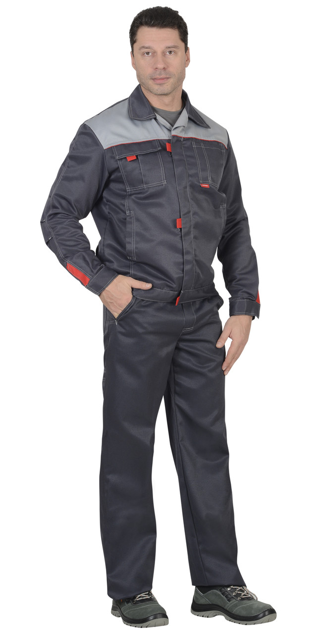 Костюм СИРИУС-ФАВОРИТ куртка, брюки т.серый со св.серым - фото 4 - id-p127416152