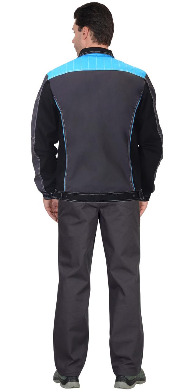 Куртка "Престиж" кор.,летняя т.серая с черным и с голубой отделкой - фото 4 - id-p127417654