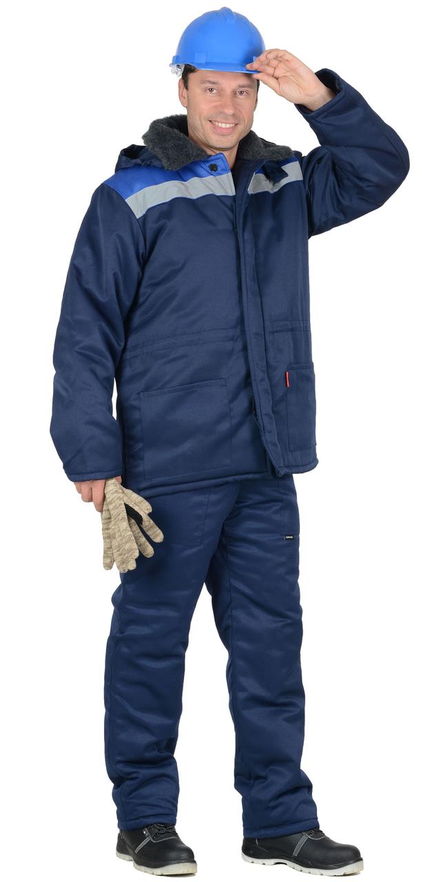 Куртка СИРИУС-БРИГАДИР мех. ворот, синяя с васильковым и СОП - фото 1 - id-p127416217