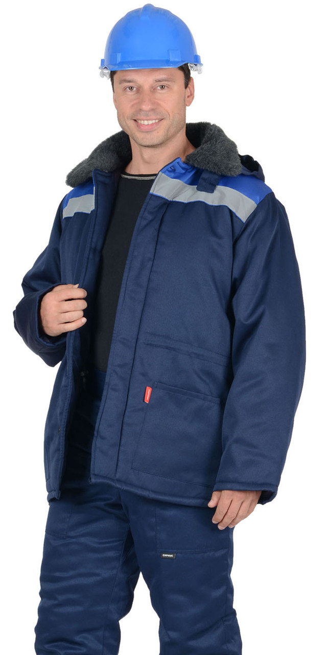 Куртка СИРИУС-БРИГАДИР мех. ворот, синяя с васильковым и СОП - фото 2 - id-p127416217