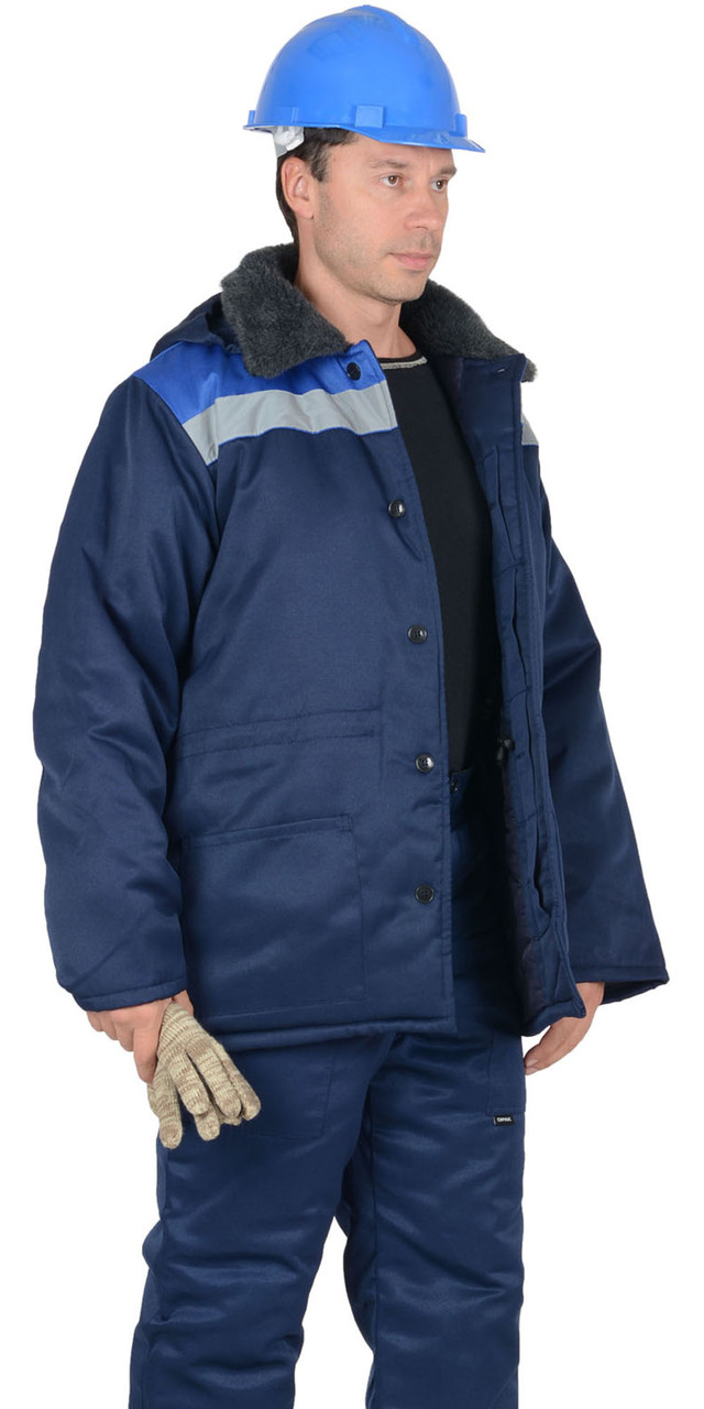 Куртка СИРИУС-БРИГАДИР мех. ворот, синяя с васильковым и СОП - фото 3 - id-p127416217