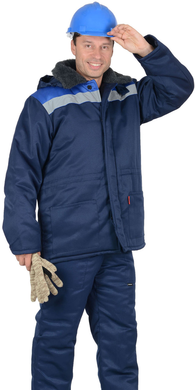 Куртка СИРИУС-БРИГАДИР мех. ворот, синяя с васильковым и СОП - фото 6 - id-p127416217