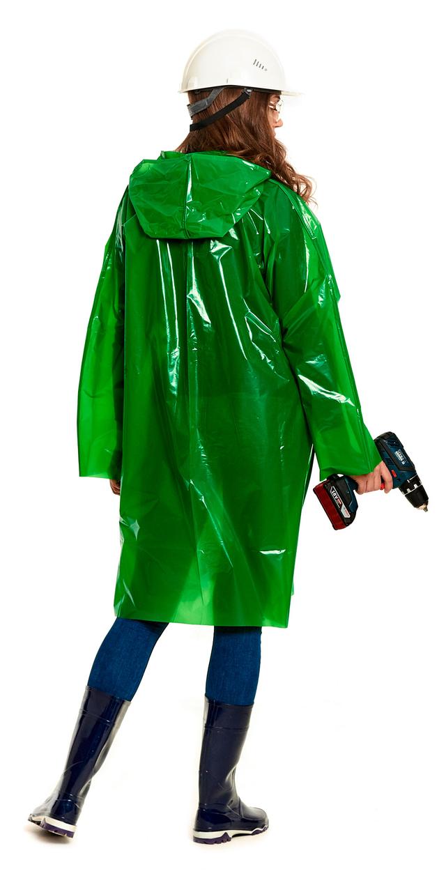 Плащ-дождевик "Сириус-Профи" на липучке ПВД 45 мкр. зеленый, пропаянные швы (х100) - фото 2 - id-p127417718