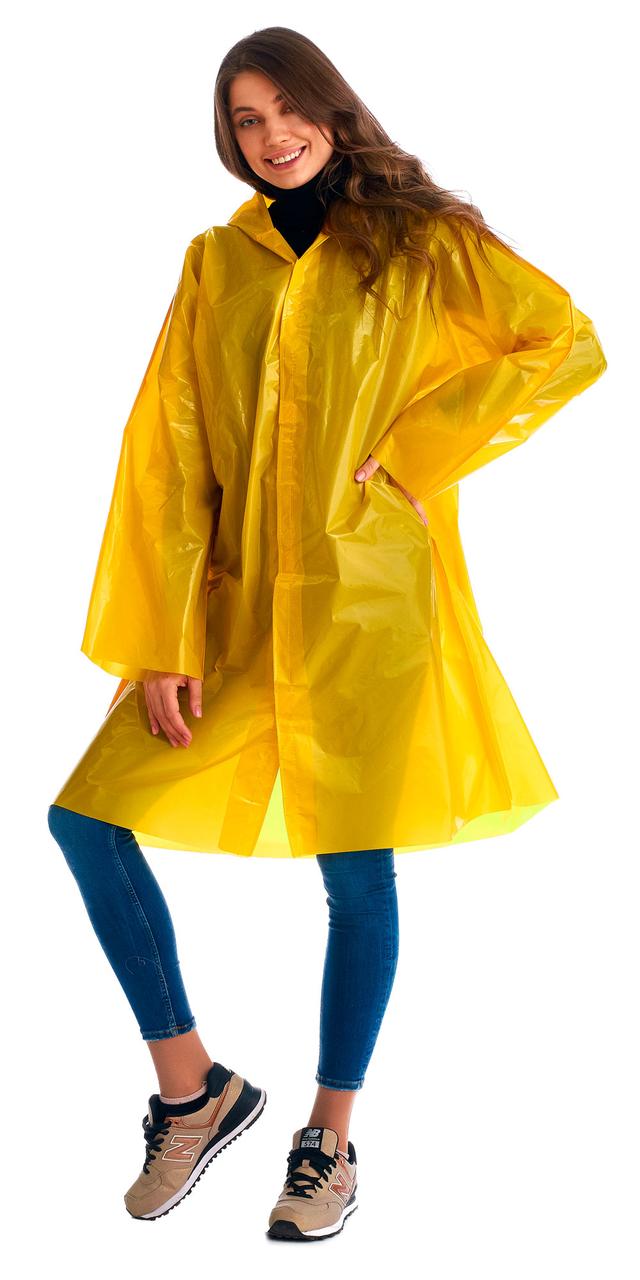 Плащ-дождевик "Сириус-Люкс" на липучке ПВД 80 мкр. желтый, пропаянные швы (х50) - фото 4 - id-p127417721