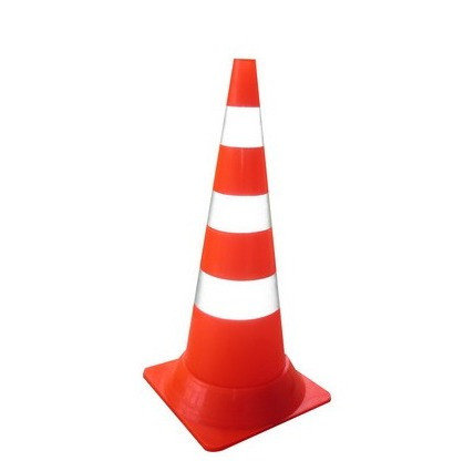 Конус сигнальный дорожный КС-3.5 750 мм. мягкий оранжевый с двумя белыми полосами и СОП, фото 2