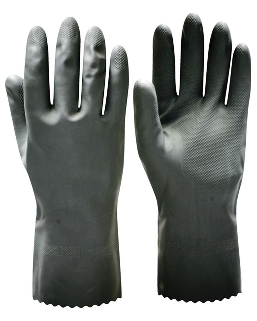 Перчатки "КЩС-1-SP" черные р.S, M, L, XL, XXL (латекс,слой Silver, т.0,45мм,дл.300мм.), в уп120 - фото 1 - id-p127416346