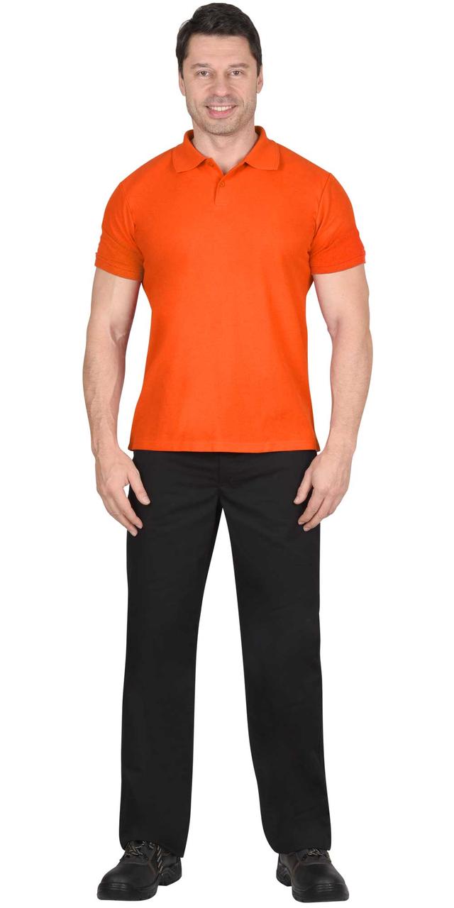 Рубашка-поло короткие рукава оранжевая, рукав с манжетом, пл. 180 г/кв.м. - фото 1 - id-p127417262