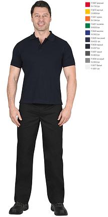 Рубашка-поло короткие рукава т-синяя, рукав с манжетом, пл. 180 г/кв.м., фото 2