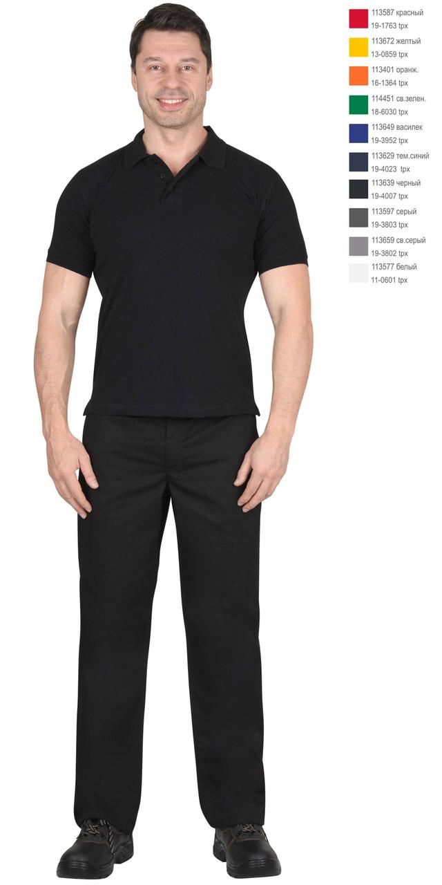Рубашка-поло короткие рукава черная, рукав с манжетом, пл. 180 г/кв.м. - фото 2 - id-p127417267