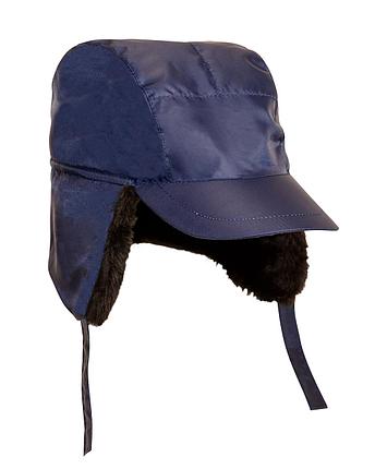 Кепи утеплённая с мехом (тк. Оксфорд) т.синяя, фото 2
