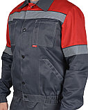 Костюм "СИРИУС-ЛЕГИОНЕР" куртка, п/к т.серый с красным СОП 50 мм, фото 5