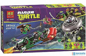 Конструктор Черепашки-ниндзя Bela 10263 Воздушная атака корабля T-Raw 285 дет, аналог Lego Ninja Turtles 79120