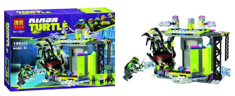 Конструктор Черепашки-ниндзя Bela 10262 Комната мутаций 196 дет, аналог Lego Ninja Turtles 79119