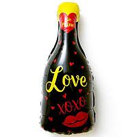 Шар (33''/84 см) Фигура, Бутылка Шампанское "Love", Черный
