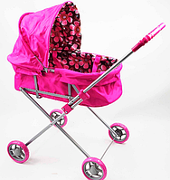 Детская коляска для кукол Melogo, розовая с цветами, арт.9308-5