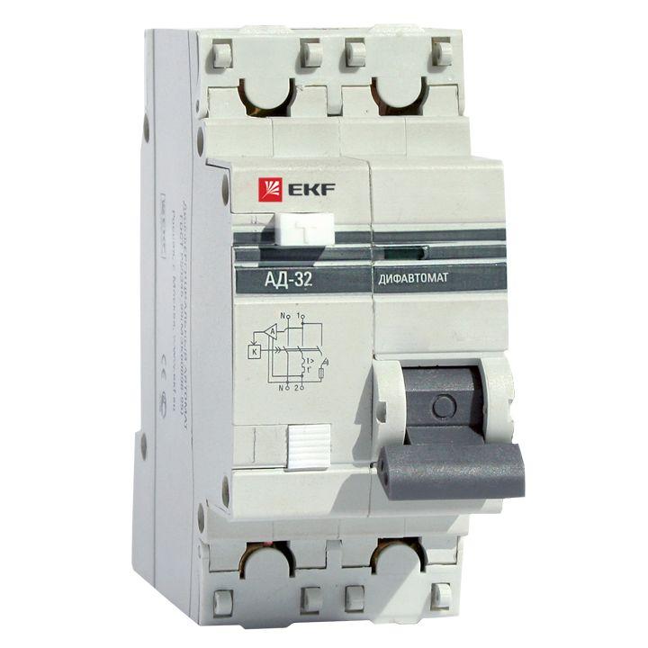 Дифференциальный автомат АД-32 40А/30мА 4,5кА (С) 1Р+N (электронный, защита 270В) EKF PROxima - фото 1 - id-p127531484
