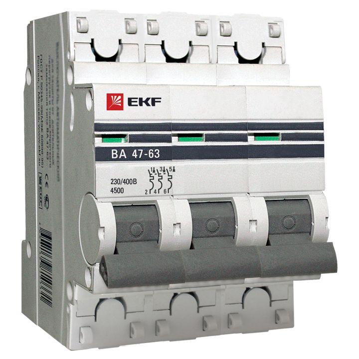 Автоматический выключатель ВА 47-63, 3Р 6А (C) 4,5кА EKF PROxima - фото 1 - id-p127531632