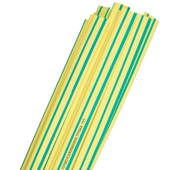 Термоусаживаемая трубка ТУТ 16/8 желто-зеленая ETP - фото 1 - id-p127531921