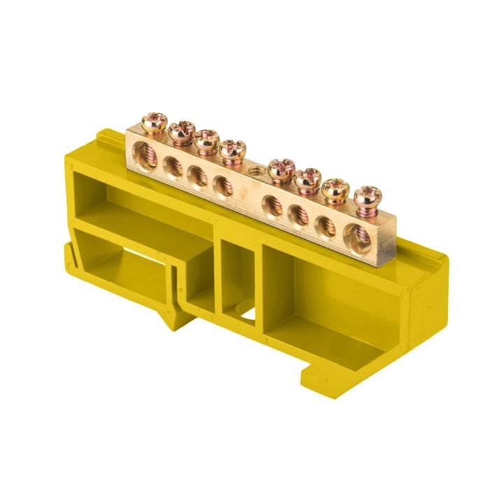 Шина "0" N (6х9мм) 8 отверстий латунь желтый изолятор на DIN-рейку EKF PROxima - фото 1 - id-p127534419