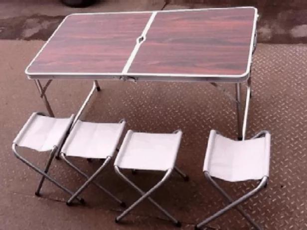 Стол туристический складной с 4-мя стульями и с ЗОНТОМ, коричневый, 120х60х69см - фото 5 - id-p127547616