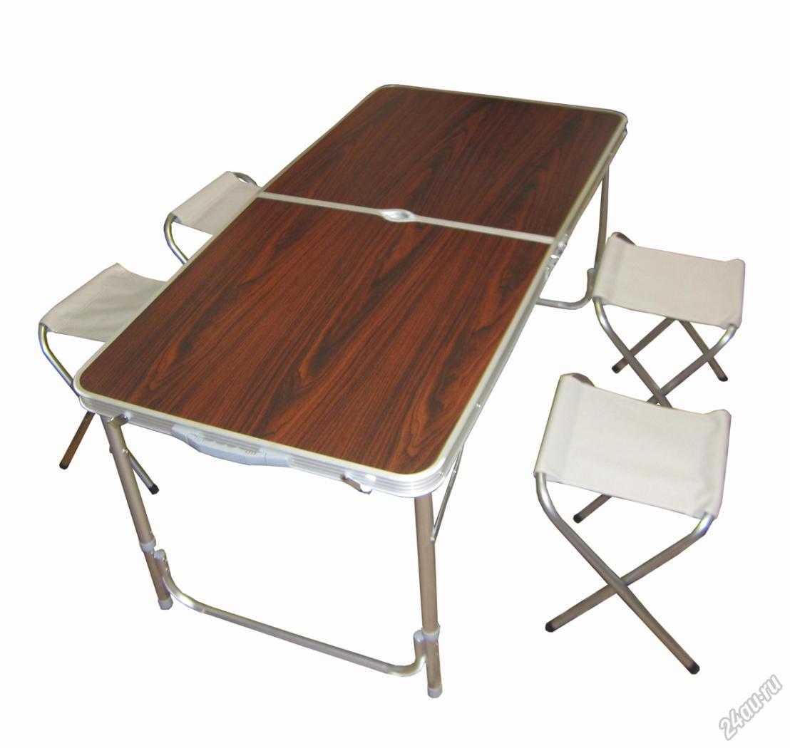 Стол туристический складной с 4-мя стульями и с ЗОНТОМ, коричневый, 120х60х69см - фото 9 - id-p127547616