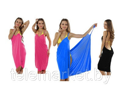Супермодное быстросохнущее платье-полотенце 2 в 1 BQ29 (Синее, розовое,чёрное)