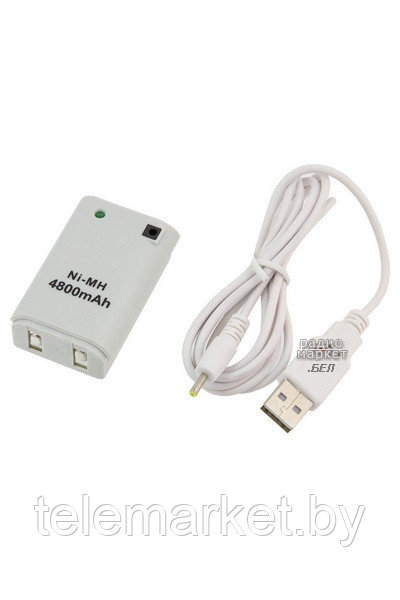 Аккумулятор для XBOX 360 White+USB кабель