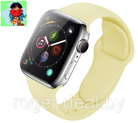 Силиконовый ремешок для Apple Watch 38/40 мм, цвет: Лимонно-желтый - фото 1 - id-p127563917