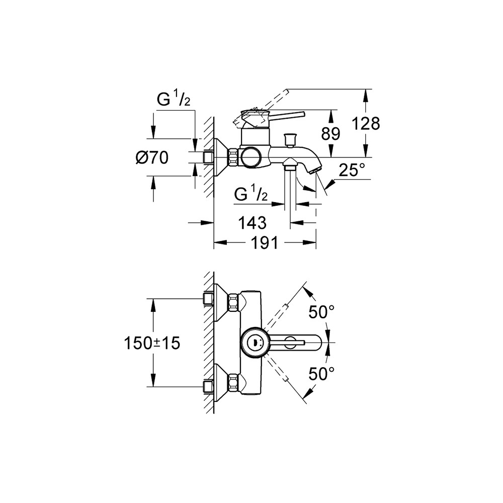 Смеситель для ванны Grohe BauClassic 32865000 - фото 2 - id-p127483244