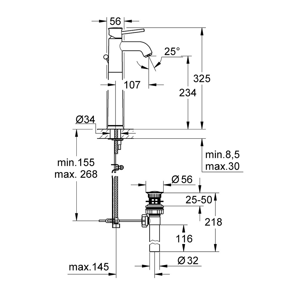 Смеситель для раковины Grohe BauClassic 32868000 - фото 2 - id-p127483246