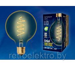 Ретро лампа светодиодная Эдисона UNIEL светодиодная LED-G95-4W/GOLDEN/E27/CW GLV21GO
