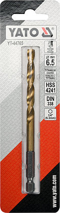 Сверло по мет. HSS-TiN 6,5мм с хвост HEX, YATO, фото 2