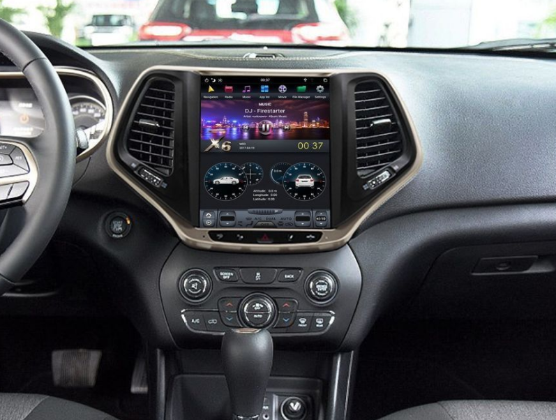 Штатная магнитола CarMedia для Jeep Cherokee 2014+ (рамка цвет: шампань) Android 10 - фото 2 - id-p93833209