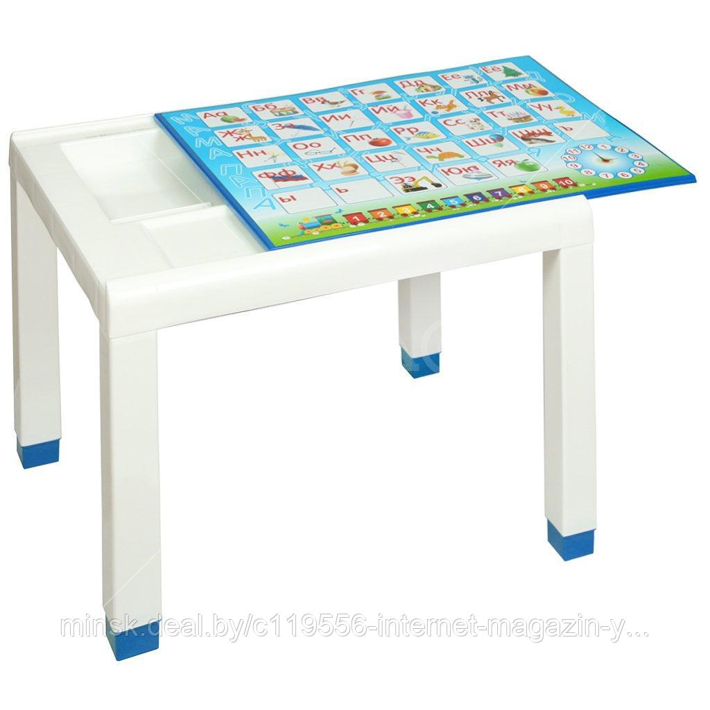Детский стол пластиковый с отделением для вещей (600х500х490 мм) (голубой)
