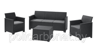 Комплект мебели Emma store 3 seater" (3х-местный диван, 2 кресла, столик-сундук), графит