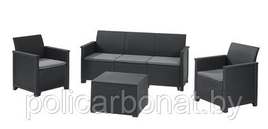 Комплект мебели Emma store 3 seater" (3х-местный диван, 2 кресла, столик-сундук), графит - фото 1 - id-p120885562