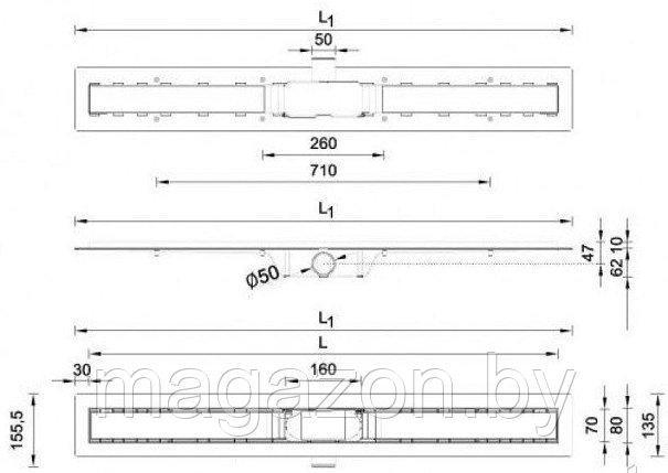 Душевой лоток Styron STY-Ch-60 Chain, 600 мм - фото 3 - id-p127617852