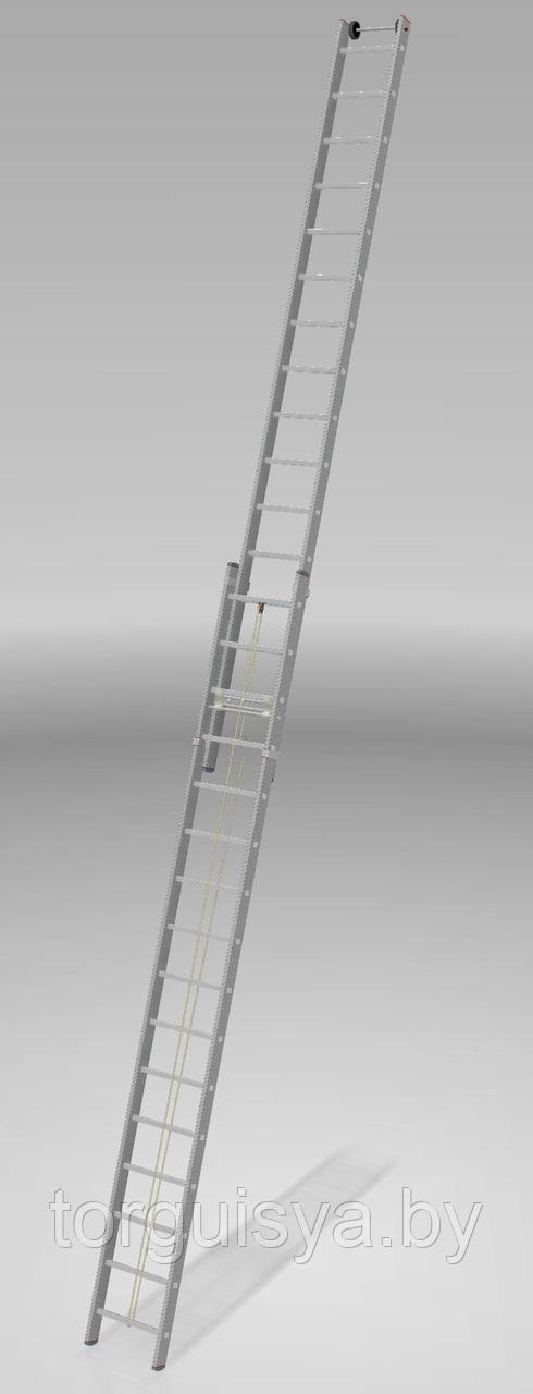 Лестница алюминиевая тросовая двухсекционная индустриальная 16 ст. NV 500 - фото 1 - id-p127620952